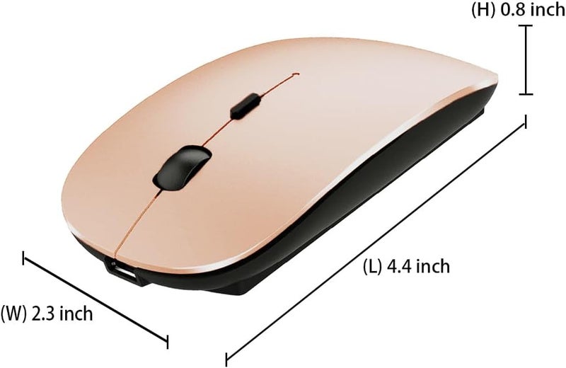 KLO Rechargeable Bluetooth Mouse for MacBook/MacBook air/Pro/iPad, Wireless Mouse for Laptop/Notebook/pc/iPad/Chromebook (Rose Gold-b) - Image 5