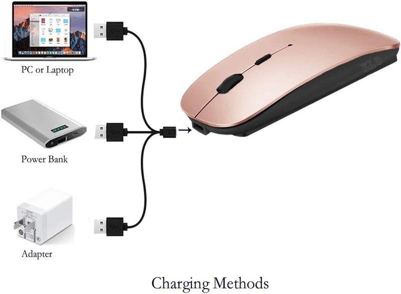KLO Rechargeable Bluetooth Mouse for MacBook/MacBook air/Pro/iPad, Wireless Mouse for Laptop/Notebook/pc/iPad/Chromebook (Rose Gold-b) - Image 4