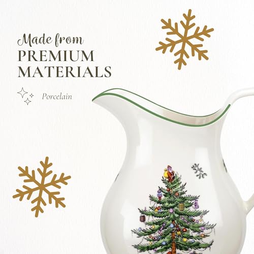 Spode Christmas Tree Pitcher - Festive 36 Ounce Fine Porcelain Jug for Holidays - Ideal for Cocktails, Water, Juice & Lemonade - Dishwasher Safe Serveware with Handle, Drinkware - Image 4