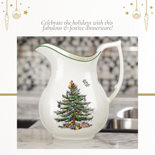 Spode Christmas Tree Pitcher - Festive 36 Ounce Fine Porcelain Jug for Holidays - Ideal for Cocktails, Water, Juice & Lemonade - Dishwasher Safe Serveware with Handle, Drinkware - Image 5