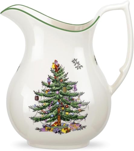 Spode Christmas Tree Pitcher - Festive 36 Ounce Fine Porcelain Jug for Holidays - Ideal for Cocktails, Water, Juice & Lemonade - Dishwasher Safe Serveware with Handle, Drinkware - Image 1