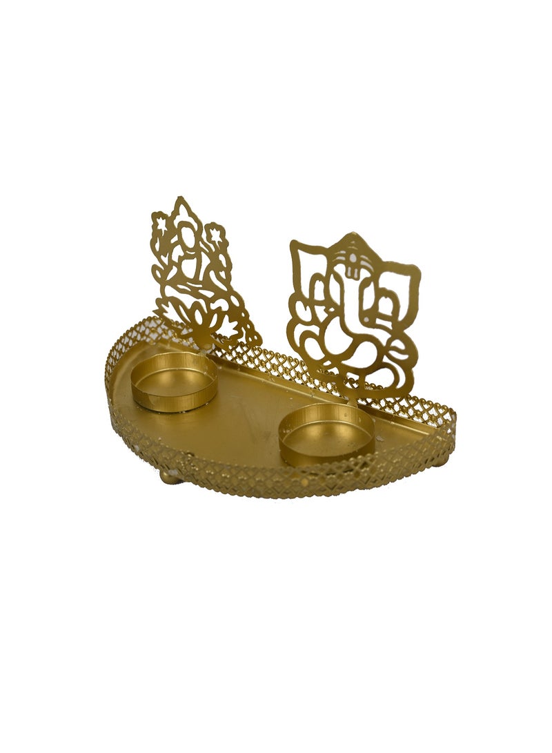 Shreeji Golden Metal Divine Shadow Ganesh and Lakshmi Diya || Tealight Candle Holder - Image 4