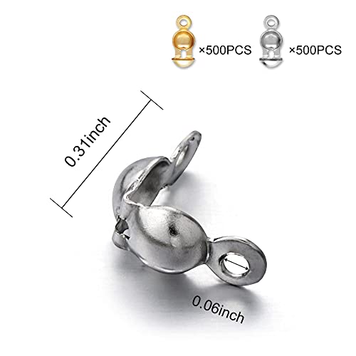 LEFUBABY 1000 PCS 2 Color Metal Open Bead Tips Knot Covers Bead Tips Knot Covers for Jewelry Making - Image 3