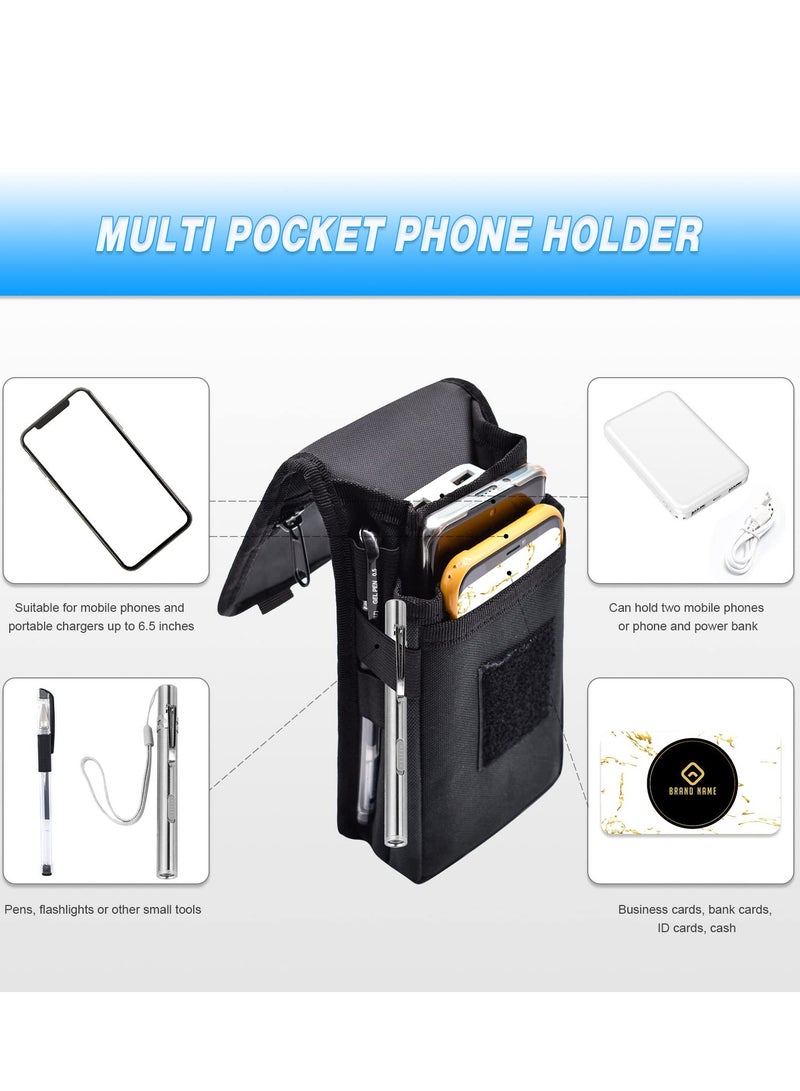 SOLARAE Double Pocket Phone Holster Belt Phone Bag Multi Purpose Tool For Work Hiking Camping - Image 3