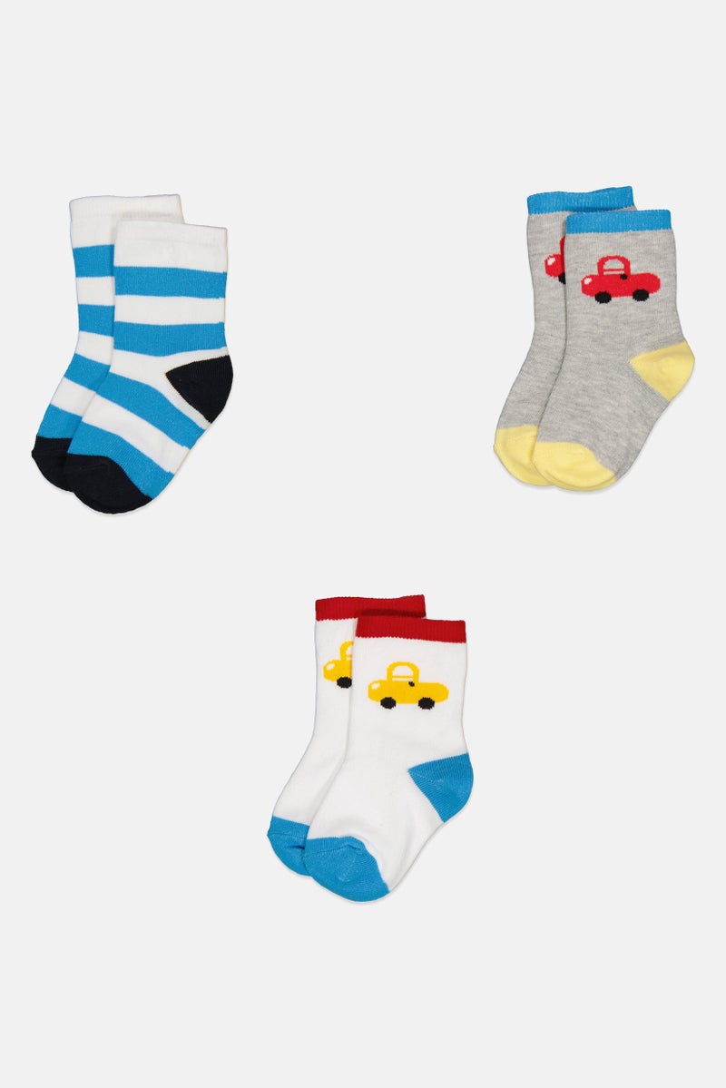 Joe Boxer Toddlers Boy 3 Pairs Printed Socks, Multicolor - Image 3