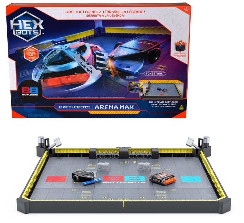 HEX BOTS ساحة معركة BattleBots MAX ألعاب روبوتات التحكم عن بعد للأطفال مع أكثر من 30 قطعة ألعاب للأولاد والبنات من عمر 8 سنوات فما فوق مع بطاريات مضمونة
