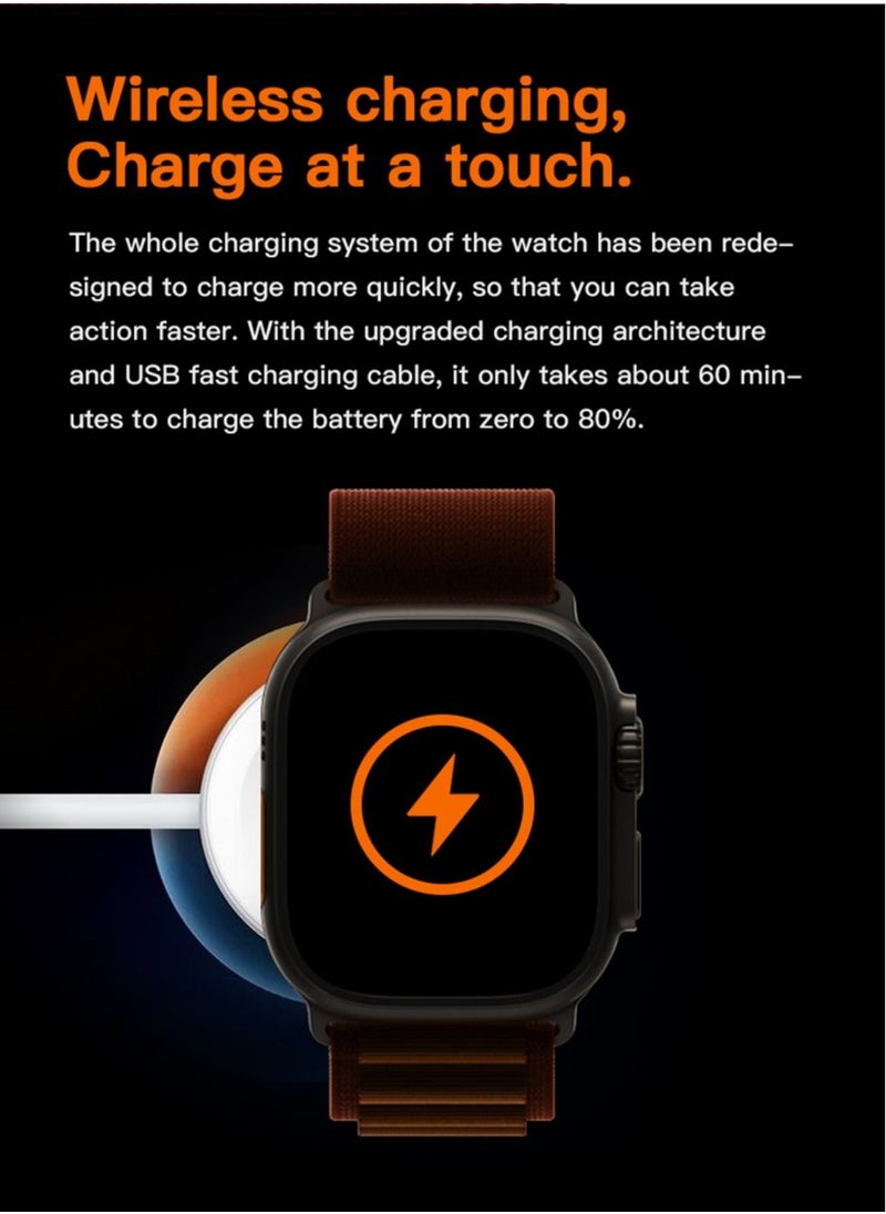 AROAQ - T900 Ultra Wireless Charging New Features Super Fast Latest Smart Watch Orange - Image 1