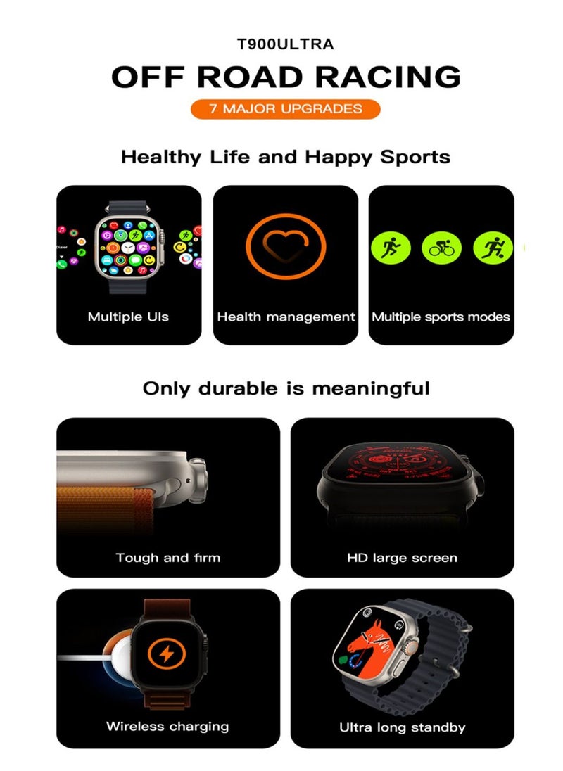 AROAQ - T900 Ultra Wireless Charging New Features Super Fast Latest Smart Watch Orange - Image 1