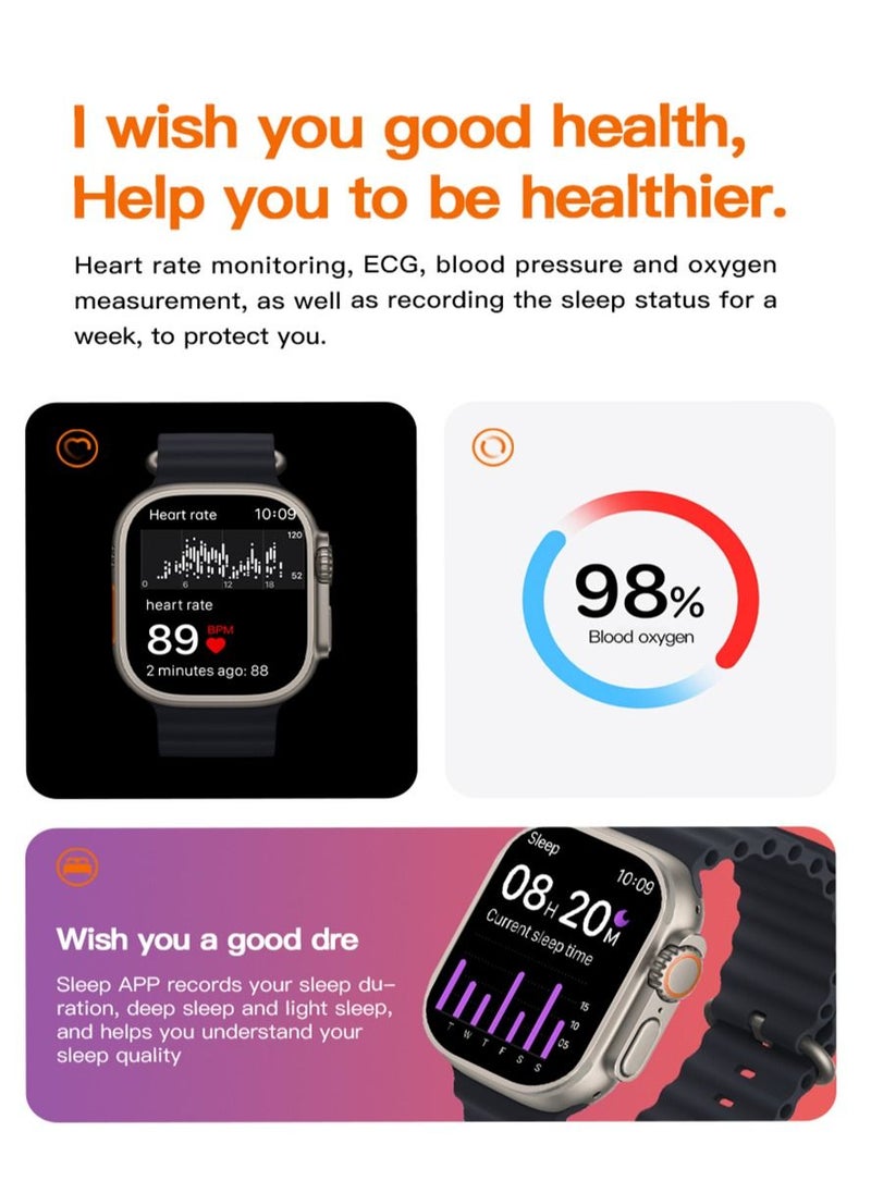 AROAQ - T900 Ultra Wireless Charging New Features Super Fast Latest Smart Watch Orange - Image 1