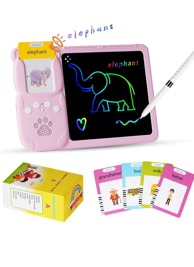 510 Words Talking Flash Cards Lcd Writing Tablet For 3-8 Years Toddlers 2-In-1 Read&Write Toys Early Education Device (510 Words)  - Image 2