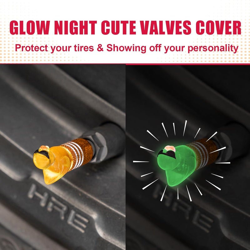 Rislobx 4Pcs Tire Valve Stem Cap Cover for Car SUV Truck, Valve Cover with Funny Duck Sunglasses, Decorative Tire Valve Caps Wheel Accessories (Yellow Sunglasses Duck) - Image 4