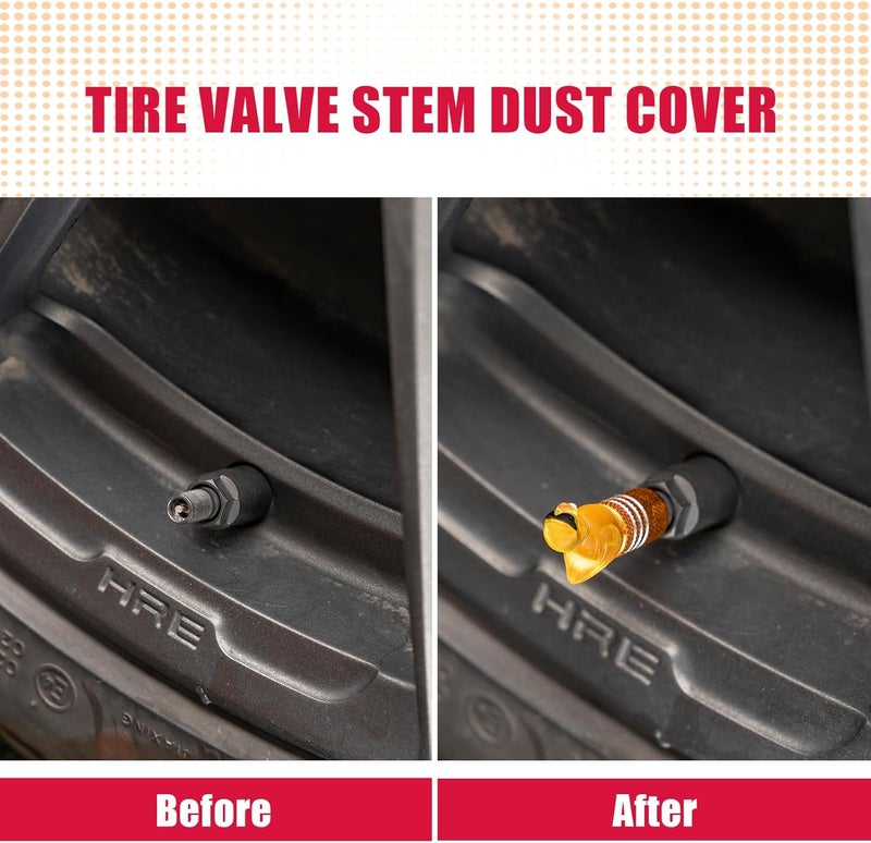 Rislobx 4Pcs Tire Valve Stem Cap Cover for Car SUV Truck, Valve Cover with Funny Duck Sunglasses, Decorative Tire Valve Caps Wheel Accessories (Yellow Sunglasses Duck) - Image 3