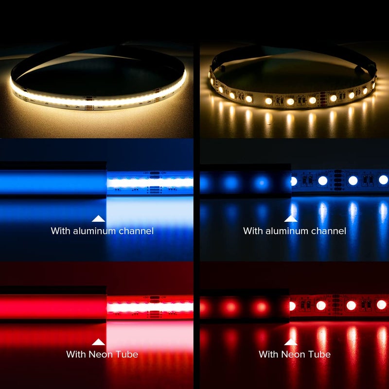 BTF-LIGHTING FCOB COB LED Strip RGBW 3000K 896LED/m 16.4FT DC24V Color Changing Flexible High Density Uniform Light 12mm Width for Home Indoor Decoration(No Adapter or Controller) - Image 2