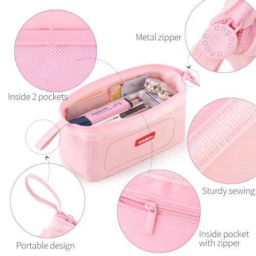 CICIMELON Pencil Case Large Capacity Pen Pouch Multifunctional Pencil Bag for School Students Teen Girls Office Women Adult (Light Pink) - Image 3