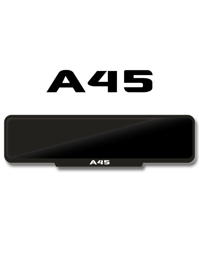 DXBSTAMPS A45 Number Plate Frame – Glossy Black Finish – Durable Acrylic Design – Available in Long, Square & Sport Sizes – Easy Tape Fixing – Premium Look for A45 AMG Owners  - Image 1