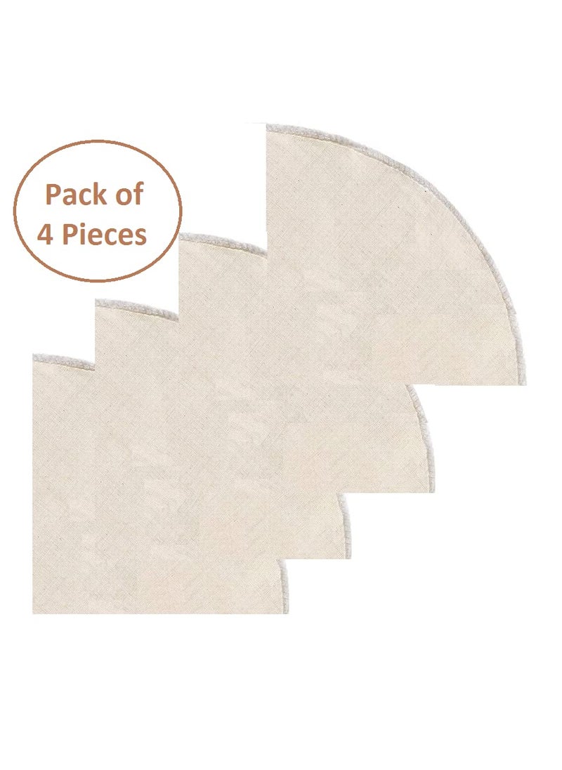 WUD Unbleached Muslin Idli Cloth 4 Round Pieces for Steaming Idlis Without HoleDouble Stitched Edges Reusable Size 30cm DiameterSuitable for 34567 Pit Idli Plates
