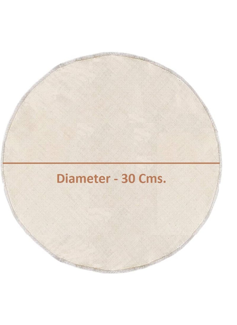 WUD Unbleached Muslin Idli Cloth 4 Round Pieces for Steaming Idlis Without HoleDouble Stitched Edges Reusable Size 30cm DiameterSuitable for 34567 Pit Idli Plates