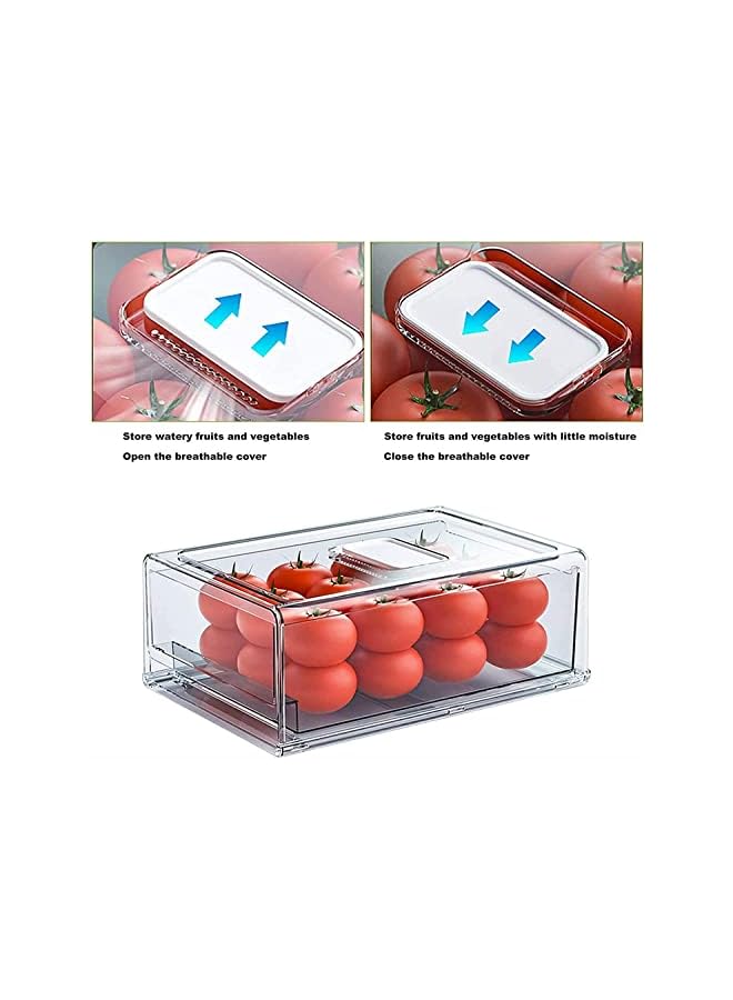 IAF Organizer Stackable Food Kitchen Portable Storage Box Fridge Freezer Drawer Fridge Storage Containers Tray Organiser With Ventilation Window For Fruit And Vegetables (1 Pack) (L) - Image 4