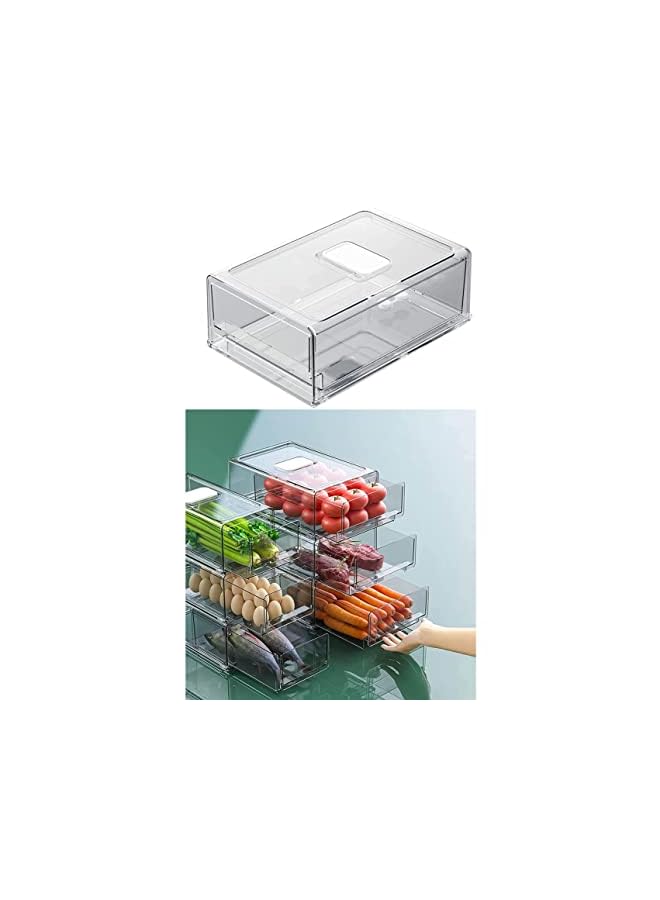 IAF Organizer Stackable Food Kitchen Portable Storage Box Fridge Freezer Drawer Fridge Storage Containers Tray Organiser With Ventilation Window For Fruit And Vegetables (1 Pack) (L) - Image 2