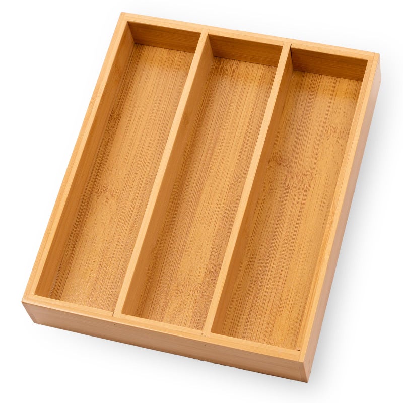 Fibogollo Silverware Organizer Bamboo Kitchen Drawer Organizer Kitchen Utensil Organizers, Flatware Organizer Tray for Flatware, Utensils(Natural) - Image 1