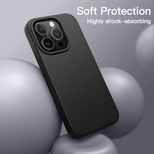 JETech Silicone Case for iPhone 15 Pro Max 6.7-Inch, Silky-Soft Touch Full-Body Protective Phone Case, Shockproof Cover (Black) - Image 4