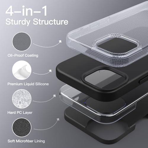 JETech Silicone Case for iPhone 15 Pro Max 6.7-Inch, Silky-Soft Touch Full-Body Protective Phone Case, Shockproof Cover (Black) - Image 3