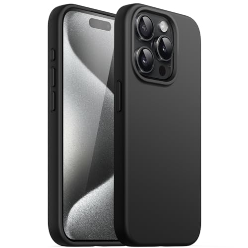 JETech Silicone Case for iPhone 15 Pro Max 6.7-Inch, Silky-Soft Touch Full-Body Protective Phone Case, Shockproof Cover (Black) - Image 1