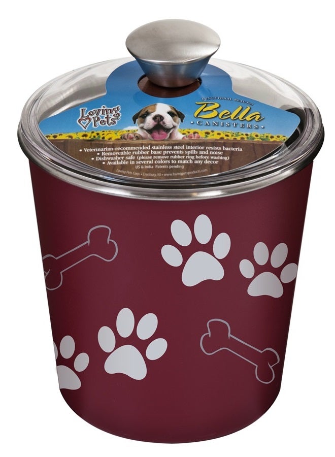 Bella Dog Bowl Canister/Treat Container, Merlot