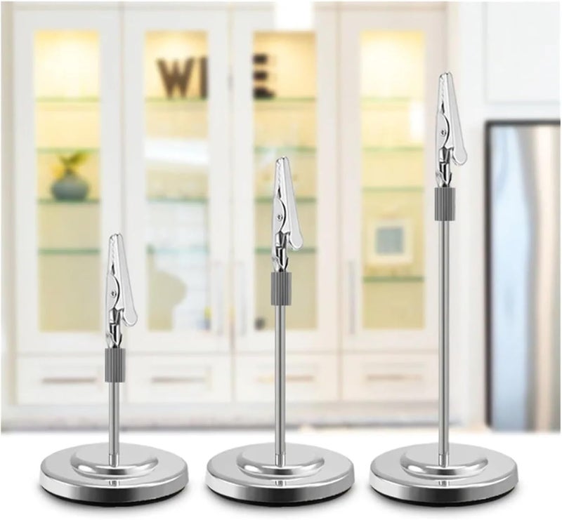 Table Number Holders 4 Pcs Desktop Decorative Photo Clip Picture Stainless Steel Card Holder(Silver-8cm) - Image 2