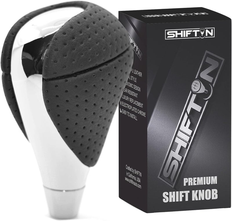 SHIFTIN Perforated Leather Chrome Gear Shift Knob Stick Shifter for Lexus - Image 1