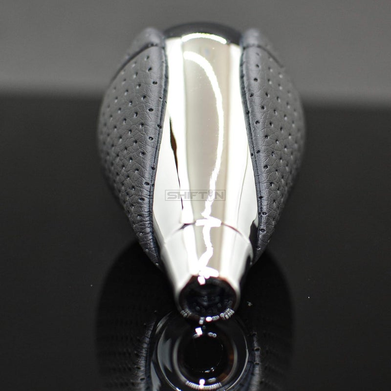 SHIFTIN Perforated Leather Chrome Gear Shift Knob Stick Shifter for Lexus - Image 3