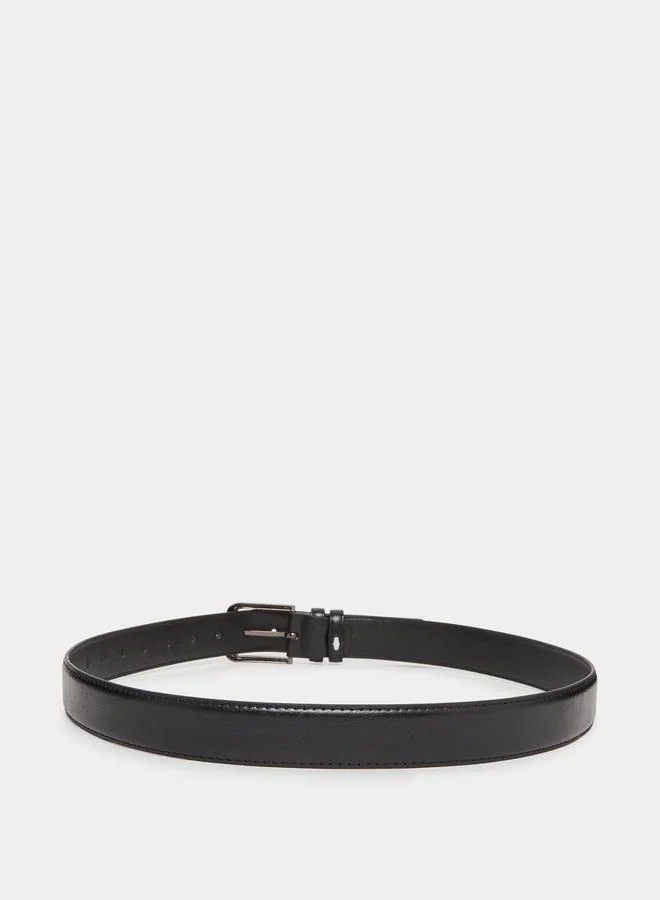 Styli  Black Faux Leather Square Buckle Belt for Men | Best Price UAE