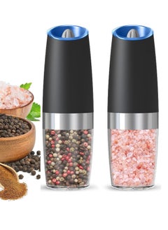 Abania 2 Pack Gravity Electric Salt And Pepper Grinder Set, Automatic Salt And Pepper Grinder Set, Battery Powered (6 AAA Batteries Each), Adjustable Roughness, LED Light  - Image 1