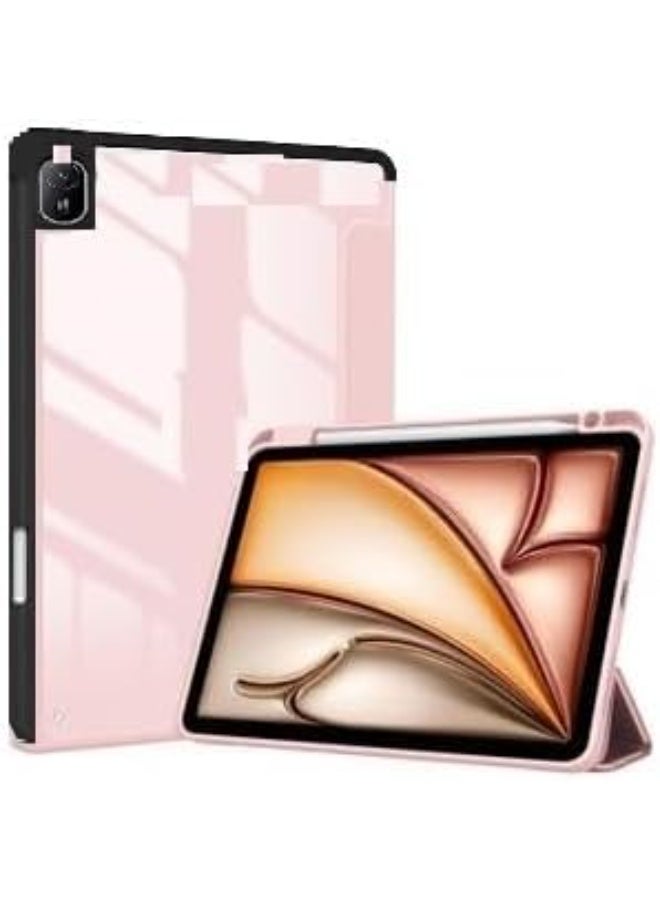 إيفو جراب هواوي ميت باد 11.5s 2025، جراب ذكي ثلاثي الطي رفيع مع حامل قلم، غطاء خلفي شفاف لهواوي ميت باد 11.5s (وردي) - Image 1