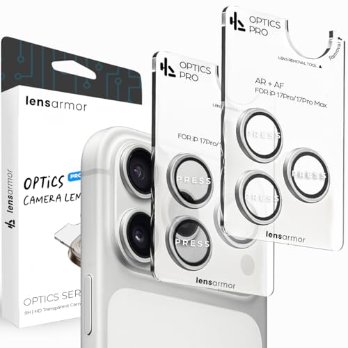 Lensarmor Compatible with iPhone 17 Pro / 17 Pro Max Camera Lens Protector Silver (2-Pack) – 9H Tempered Glass, Military-Grade Anti-Scratch, Case-Friendly, Easy Alignment Frame - Image 1
