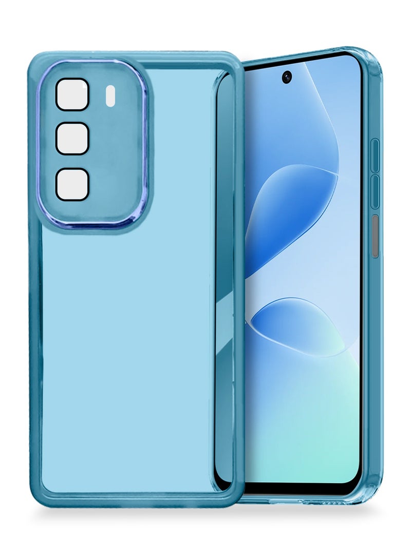 دبليو تيك غطاء هاتف أنيق مصنوع من تي بي يو شفاف ناعم لحماية عدسة الكاميرا لجهاز إنفينكس هوت 60 5G / إنفينكس هوت 60i 4G 2025، رقيق جداً مع حافة كاميرا مطلية كهربائياً - أزرق - Image 1