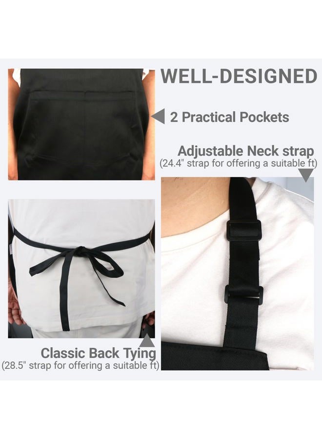 BIGHAS Chef Apron and Hat Set, Adjustable Bib Apron with 2 Pockets, DIY, Kitchen Cooking, Baking, BBQ, Grilling, Men & Women (1, White) - Image 3