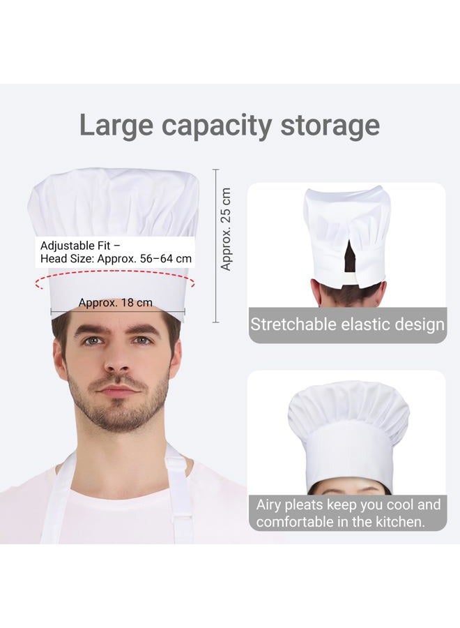 BIGHAS Chef Apron and Hat Set, Adjustable Bib Apron with 2 Pockets, DIY, Kitchen Cooking, Baking, BBQ, Grilling, Men & Women (1, White) - Image 4