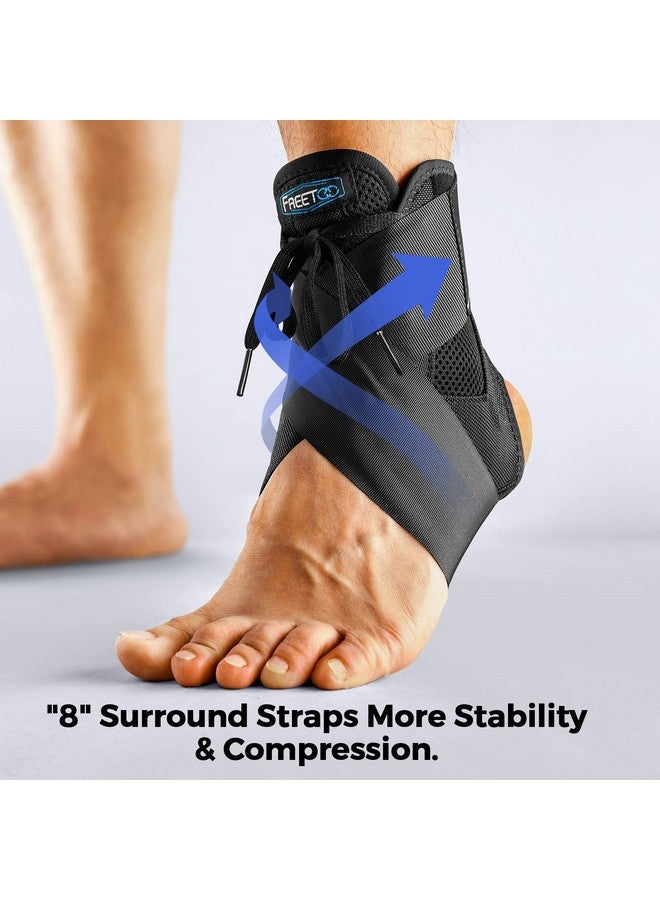 فري تو دعامة الكاحل FREETOO ذات الدعم المعدني الأقصى للرجال والنساء، دعامة ضغط للقدم للكاحل الملتوي، والتهاب اللفافة الأخمصية، والتعافي من الإصابات، ودعامة كاحل برباط للجري وكرة الطائرة يسارًا/يمينًا - Image 3