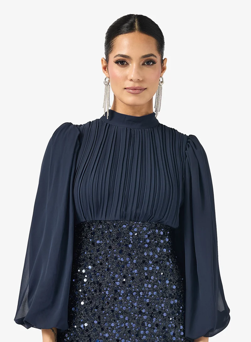 Khizana Shimmer Dress With Cape