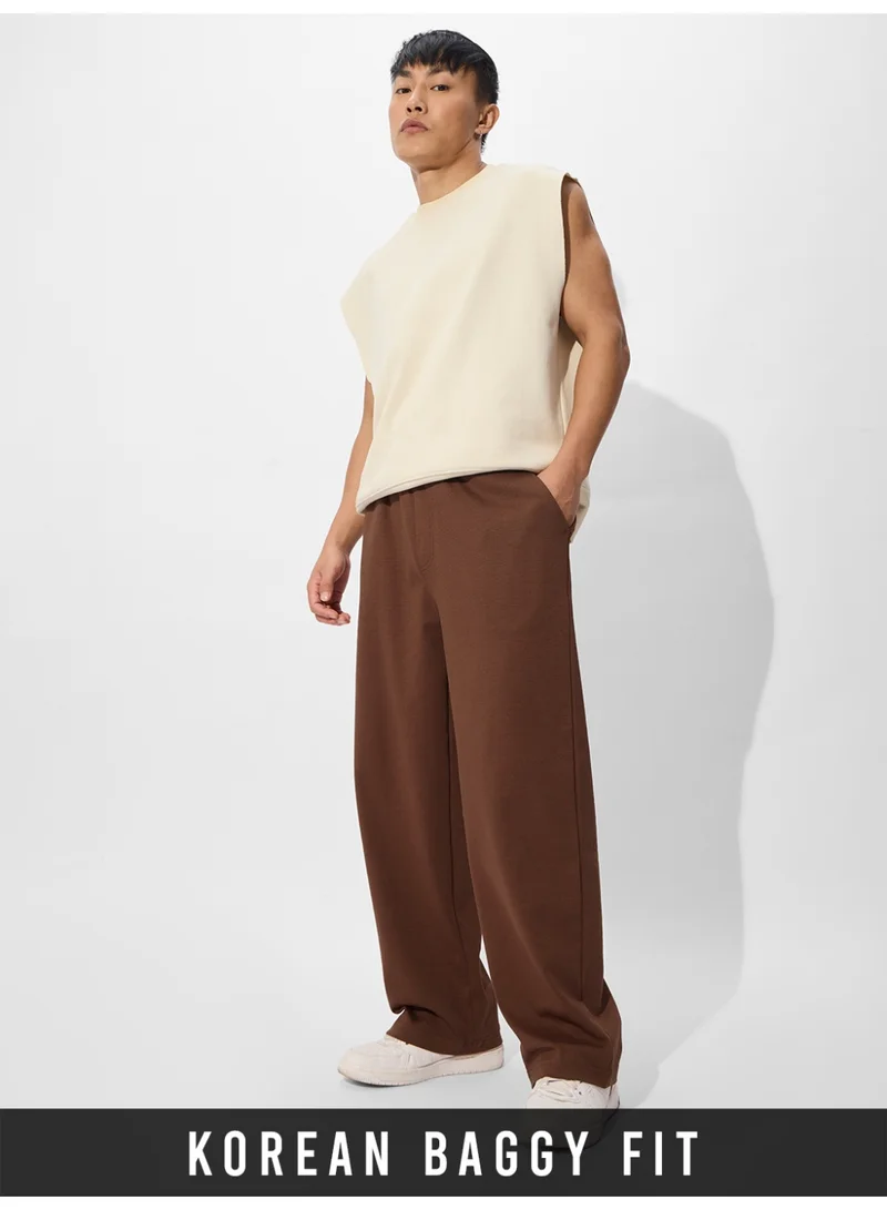 The Souled Store The Souled Store Men Tan Brown Solid Baggy Fit Korean Joggers