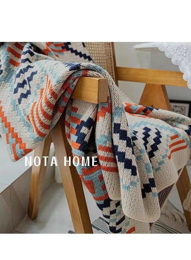 تورنيدو جولد بطانية محبوكة بوهيمية تكييف الهواء بطانية بطانية شال كامل الجسم قيلولة بطانية صغيرة متعددة الألوان 130x170 سم - Image 4