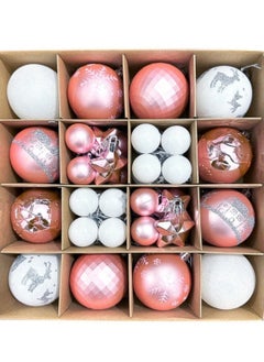 SINCHER SINCHER 44PCS  Balls Decorations Set, Reusable Shatterproof Balls Hanging with Lanyard Decorative Unbreakable Trinket Balls for  Holiday Party Home Decor（Pink&White)  - Image 1