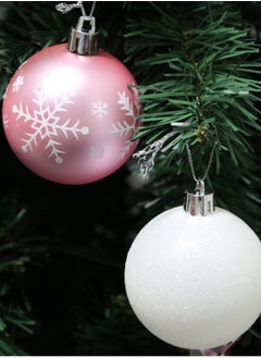 SINCHER SINCHER 44PCS  Balls Decorations Set, Reusable Shatterproof Balls Hanging with Lanyard Decorative Unbreakable Trinket Balls for  Holiday Party Home Decor（Pink&White)  - Image 2