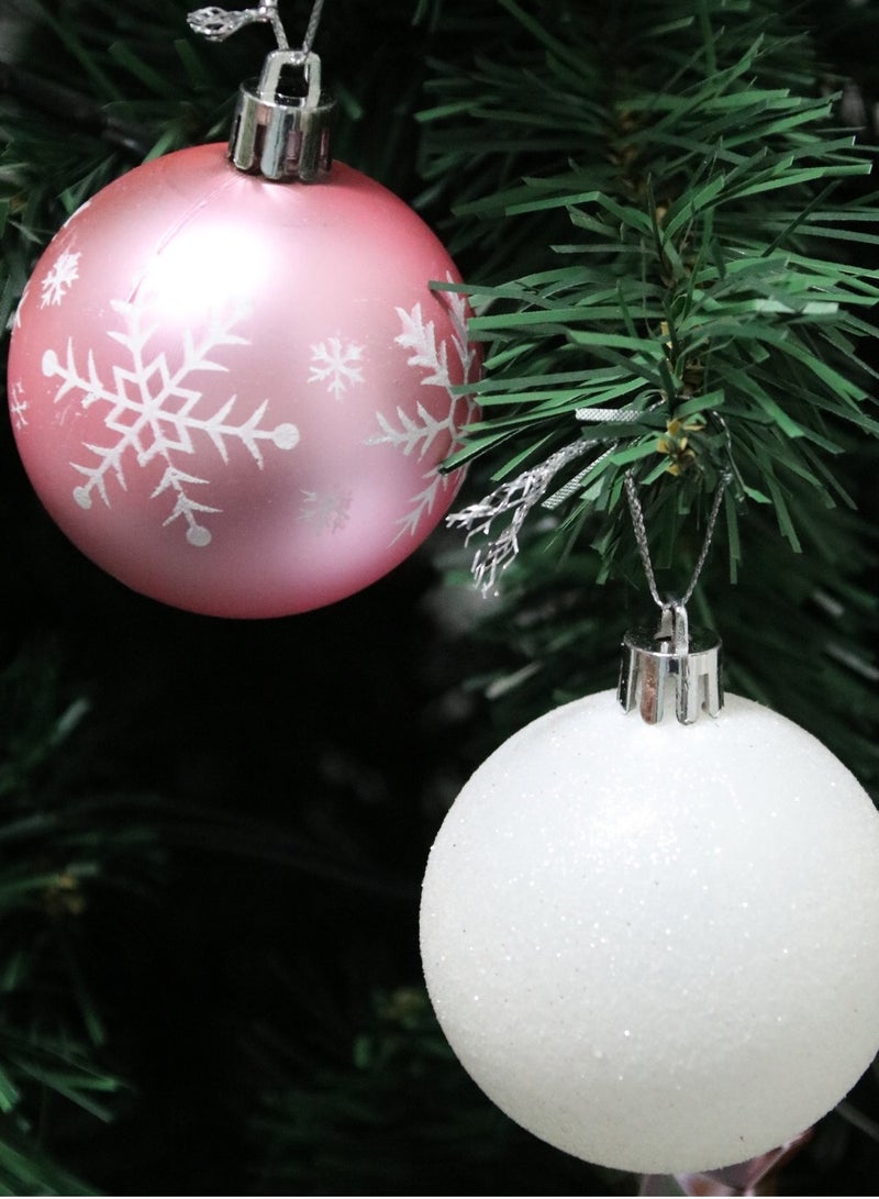 SINCHER SINCHER 44PCS  Balls Decorations Set, Reusable Shatterproof Balls Hanging with Lanyard Decorative Unbreakable Trinket Balls for  Holiday Party Home Decor（Pink&White)  - Image 2