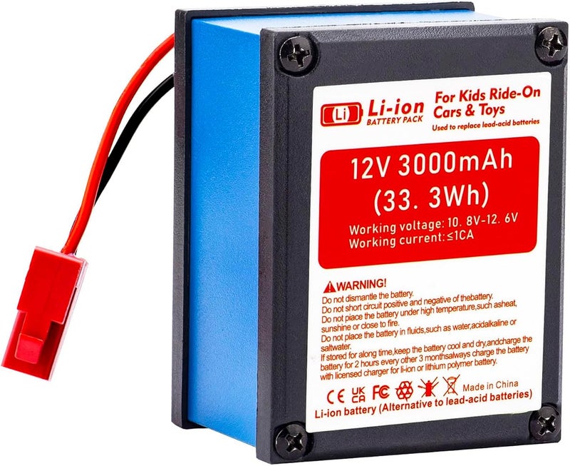 CHUNCAIL 12V 3Ah Lithium-ion Battery for Children's Electric Vehicles, Toy Cars and DIY - Image 1