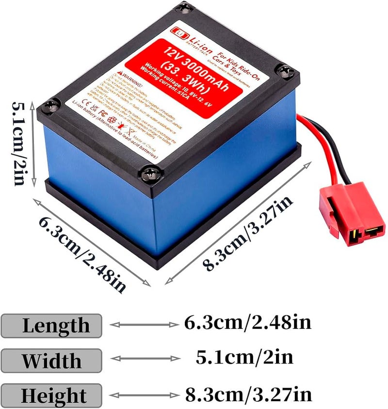 CHUNCAIL 12V 3Ah Lithium-ion Battery for Children's Electric Vehicles, Toy Cars and DIY - Image 2