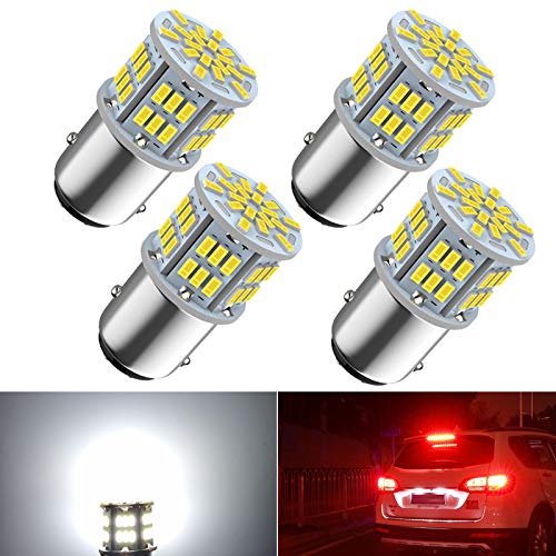 Melphan-Auto 1157 Led Brake Light Bulb, 12V-24V 1157 7528 2357 2057 BAY15D LED Replacement Light Bulb for Brake Tail Light for Car RV Trailer Boat, 54SMD 3014 Chipset White light, 4PCS - Image 1
