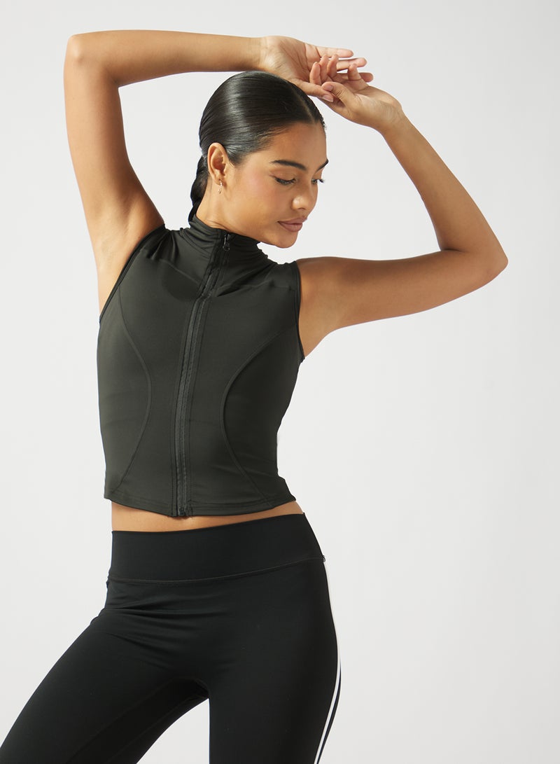 FRWD Seamless Body Contour Zip Up Sleeveles Top - Image 1