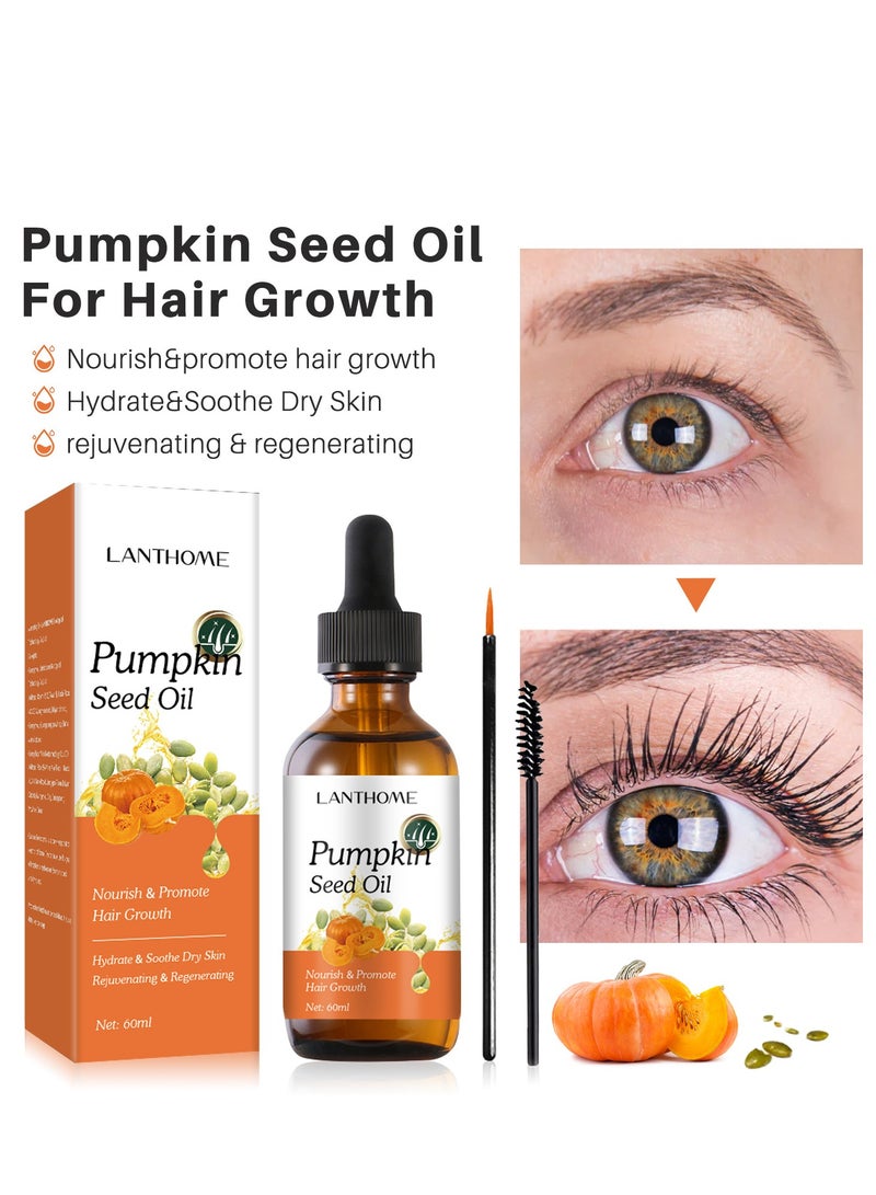 Lanthome Pumpkin Seed Oil,Eyelash Growth Liquid Fast Eyelashes Enhancer Lashes Eyebrows Lift,60ml  - Image 1
